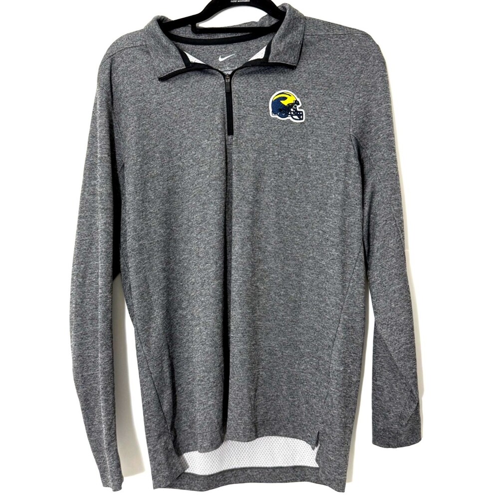 Michigan Wolverines Nike Quarter Zip Mens Medium Gray Pullover